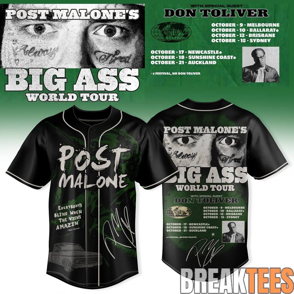 Post Malone Big Ass World Tour Vintage Baseball Jersey