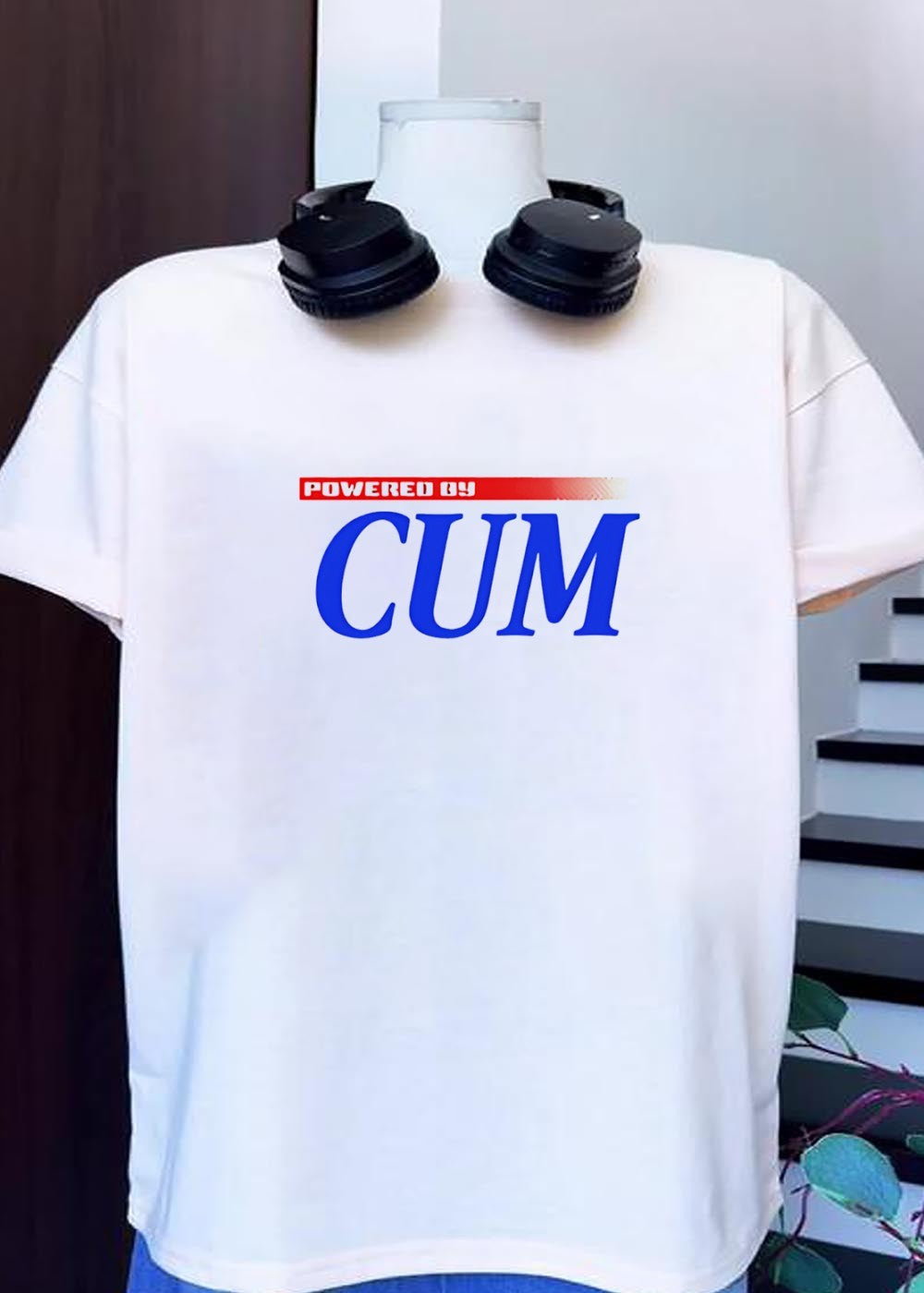 Powered by Cum Blue Graphic T-Shirt