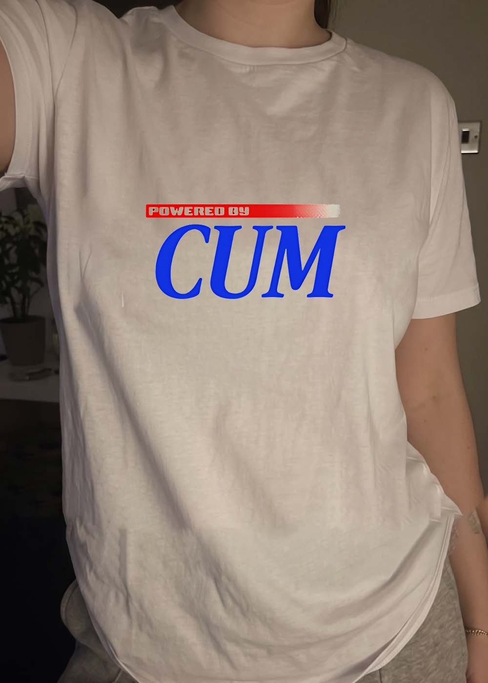 Powered by Cum Blue Graphic T-Shirt