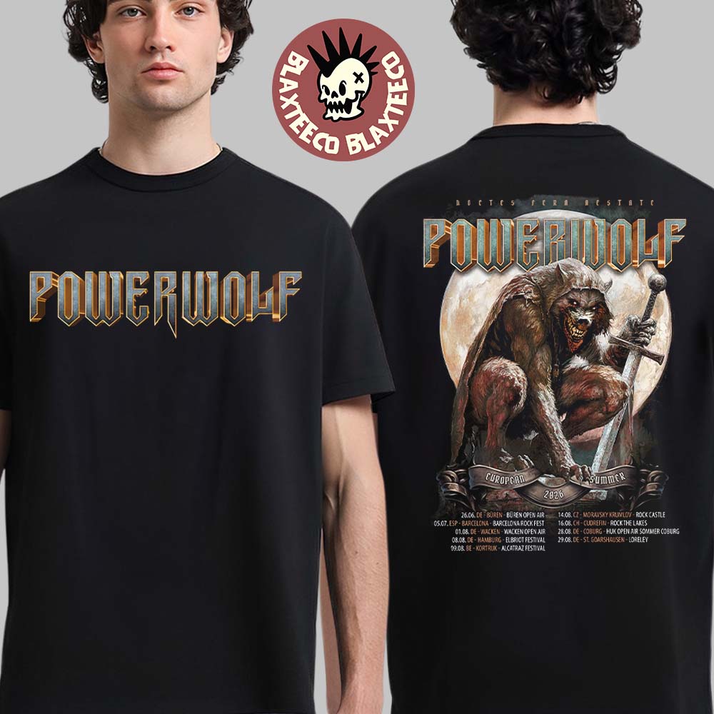 Powerwolf European Summer Tour 2026 Schedule Dates Two Sided T-Shirt