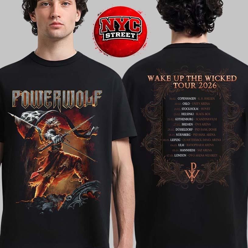 Powerwolf Wake Up The Wicked Tour 2026 UK And Europe Dates Back Two Sided Shirt
