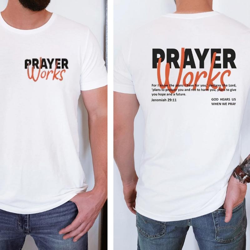 Prayer Works Christian T-Shirt Pure Cotton Fabric Casual Streetstyle Crew Neck Short Sleeve T-Shirt Trendy Tops for Women...