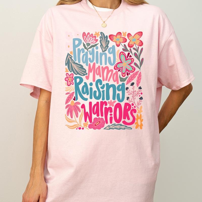 Praying Mama Raising Warriors Shirt, Boho Floral Mom Tee, Retro Wildflower Mama Shirt, Mother's Day Gift, Faith Mom Life...