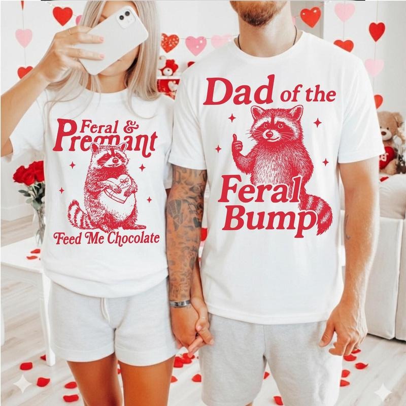 Pregnancy Announcement Couple Shirt Matching Valentine's Day Baby Reveal Tshirt Funny Holiday Expecting Parents Gift For...