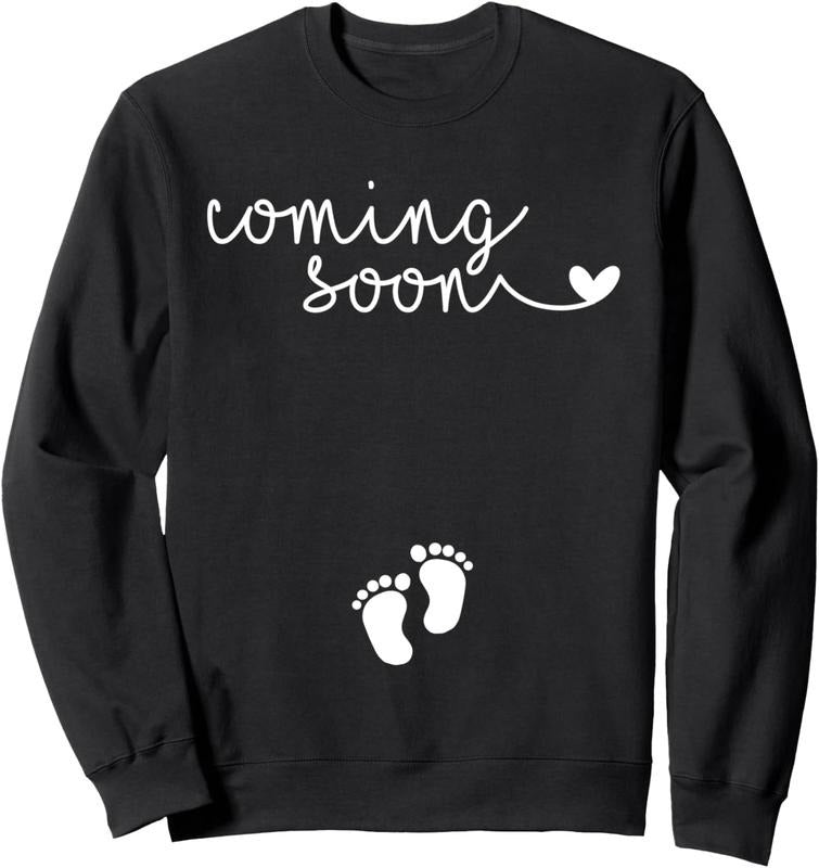 Pregnancy Announcement for Pregnant Mom to be Coming Soon Sweatshirt Womenswear Fabric Fit T-Shirts, Hoodie