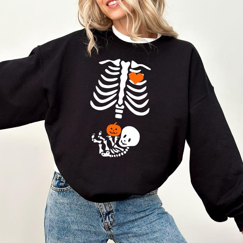 Pregnant Skeleton Sweatshirt, Funny Maternity Sweatshirt, Pregnancy Announcement Shirt for Women, Funny Gift for...