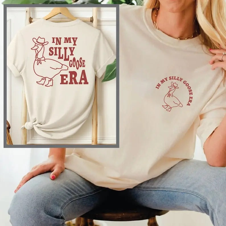 Premium  In My Silly Goose Era Shirt, Silly Goose T Shirt, Aesthetic TShirt, Funny Oversized Shirt, Unisex Tee Hoodie,...
