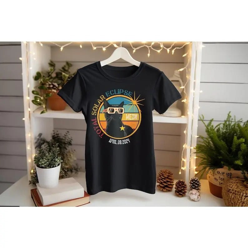 Premium  Purrfectly Prepared: Total Solar Eclipse Cat T-shirt - April 8, 2024 Hoodie, Sweatshirt | UrbanDripWear.com