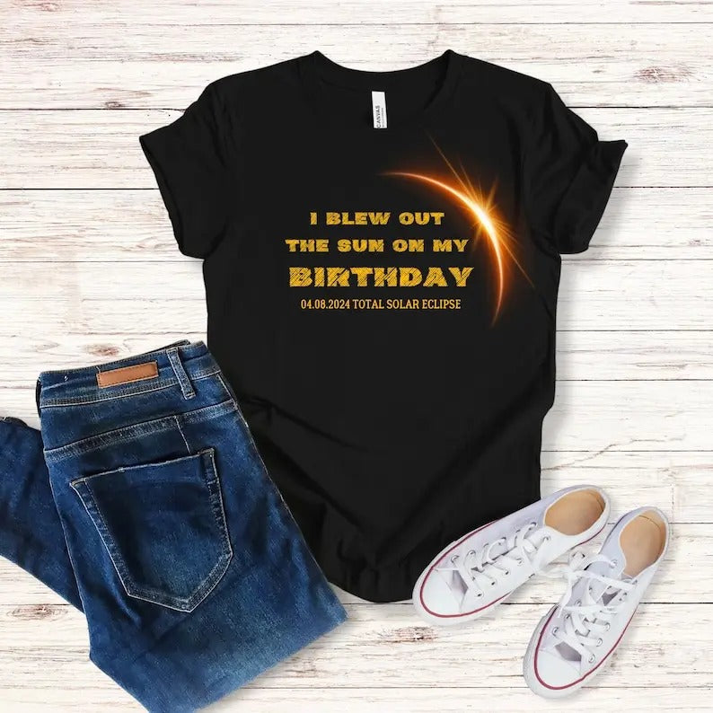 Premium  Solar Eclipse 2024 Birthday Shirt, April 8th Birthday Gift, Total Solar Eclipse BDay T-Shirt, Funny Solar...