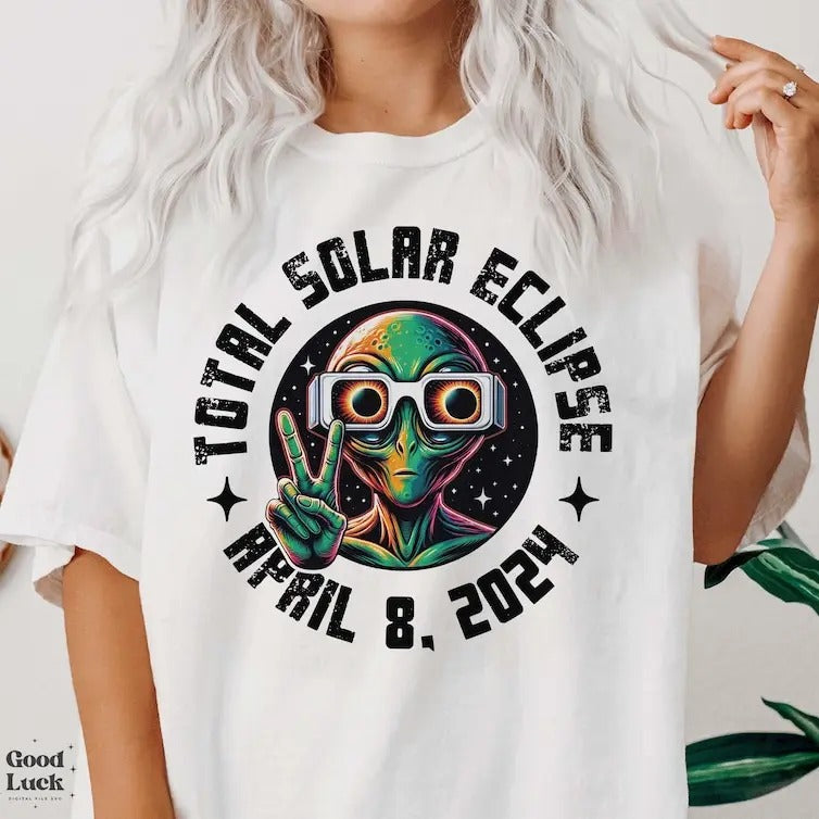 Premium  Total Solar Eclipse 2024 April 8, 2024 PNG, Solar Eclipse Shirts, Trendy Shirt, Alien Lover shirt Hoodie, Sweatshirt