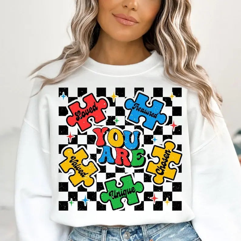 Premium  You are Unique Chosen Loved Valued Treasured  , Autism Awareness , Autism mom sweatshirt T-Shirts, Hoodie