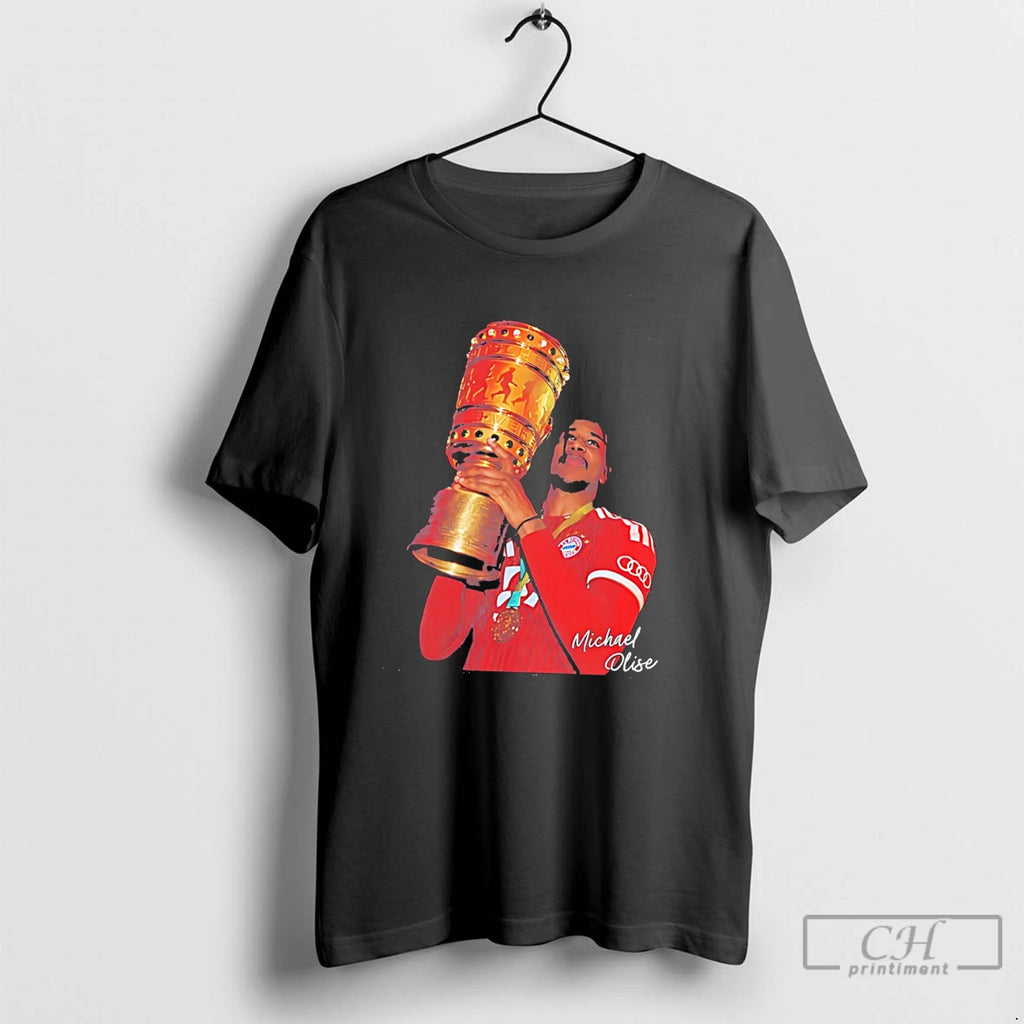 Premium Fc Bayern Munich Dfb Pokal Champions 2026 Michael Olise Holding Trophy Tee T Shirts