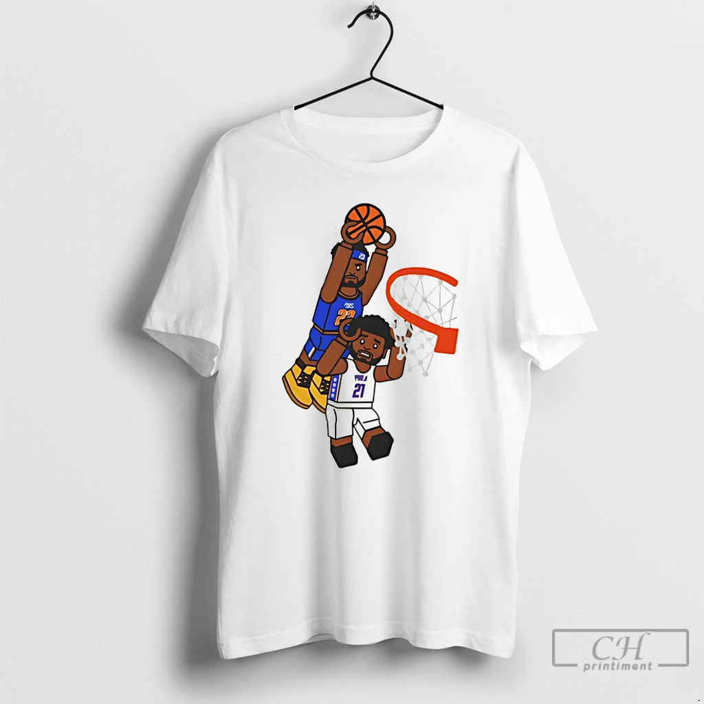 Premium New York Basketball Dunk Mitchell Robinson Dunks On Joel Embiid Gamer Style T Shirts