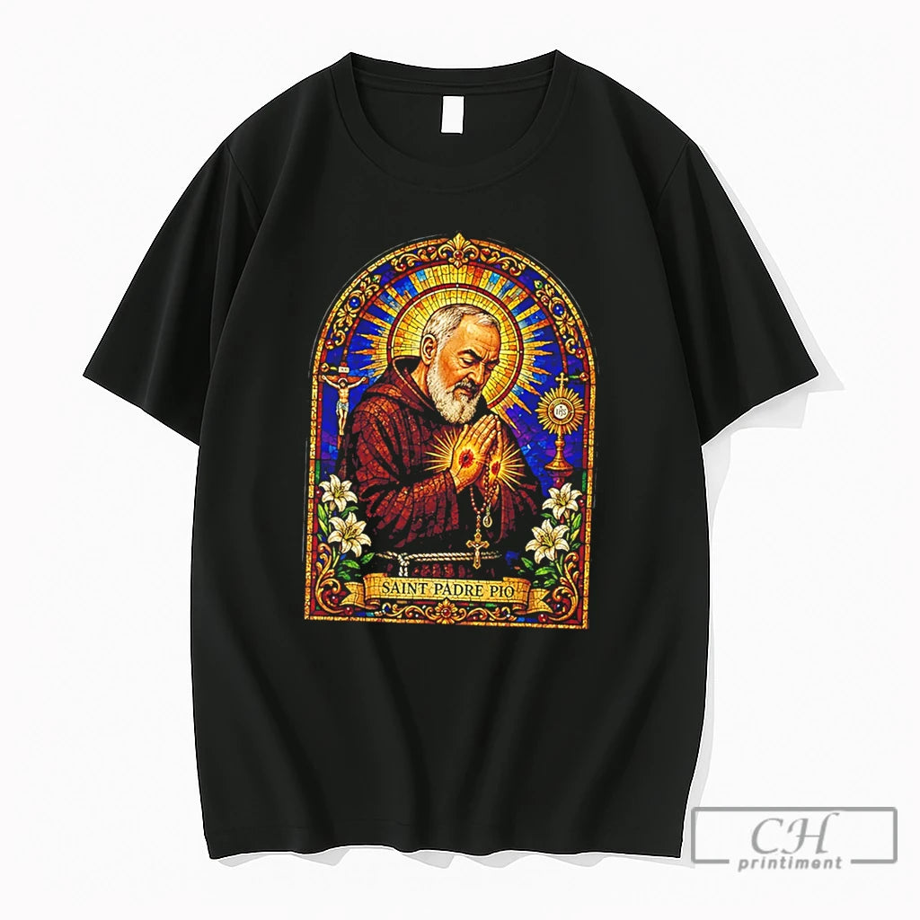 Premium Saint Padre Pio Catholic Devotional Gothic Vintage Tee