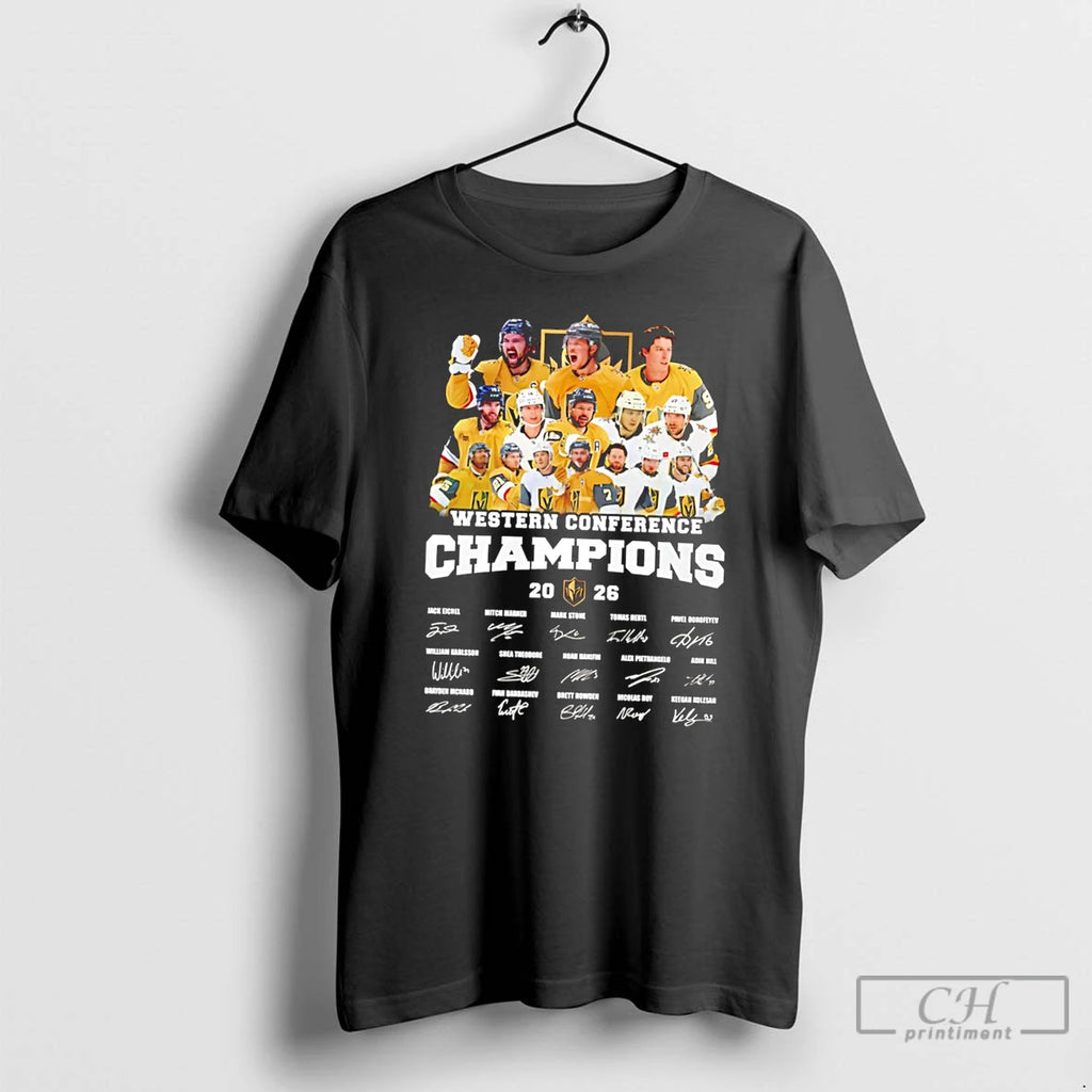 Premium Vegas Golden Knights Western Conference Champions 26 All Team Signatures Tee T Shirts Sweater