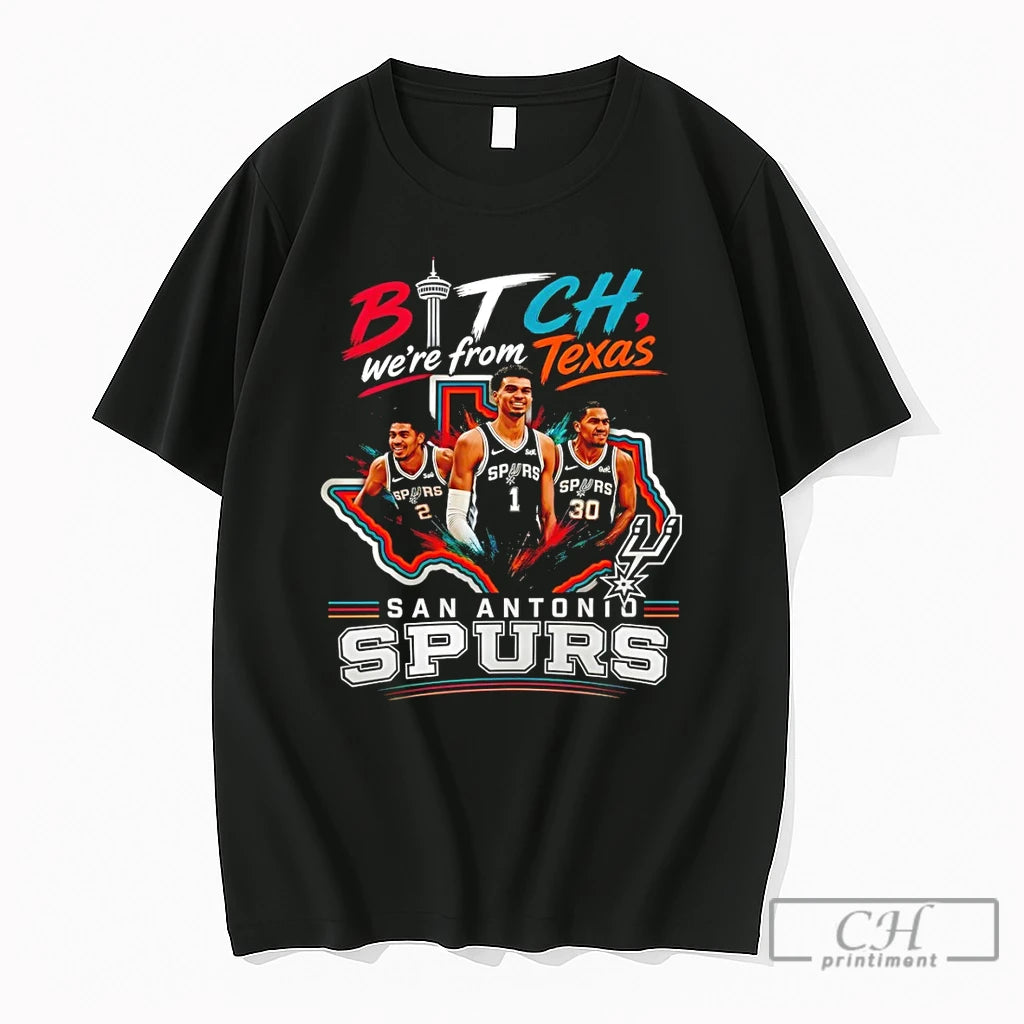 Premium Victor Wembanyama Bitch Were From Texas San Antonio Spurs Basketball Nba 2026 T Shirts