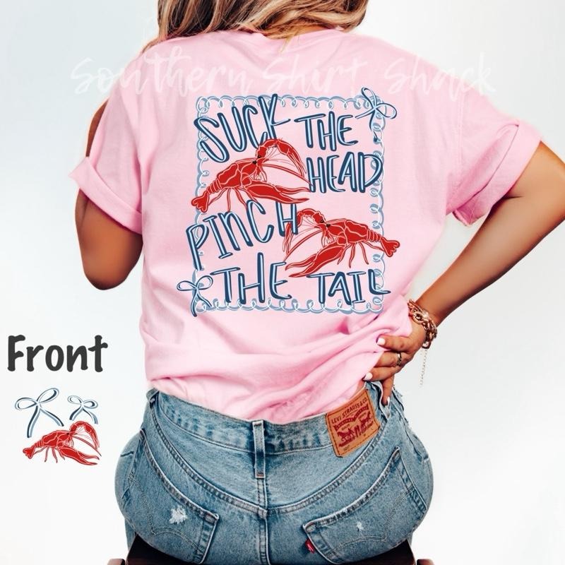 Preppy Crawfish Season Graphic Tee | Blossom comfort colors t shirt | Suck the Head Pinch the Tail Hoodie, Sweatshirt