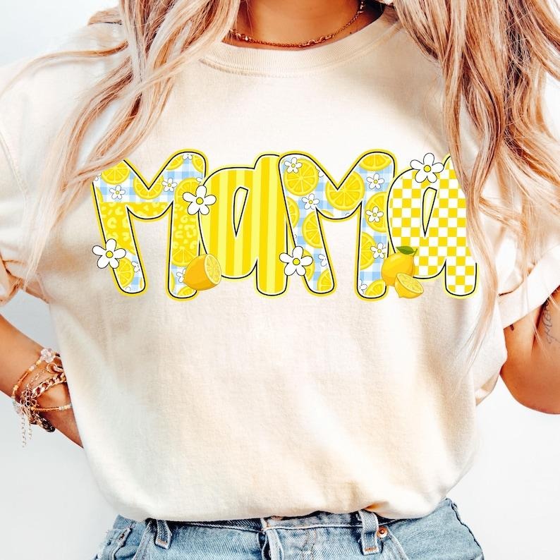 Preppy Mama Lemon Tshirt, Cute Lemon Floral Mama Shirt, Mothers Day Tee, Summer Mama, Mom Summer T-Shirt Hoodie, Sweatshirt