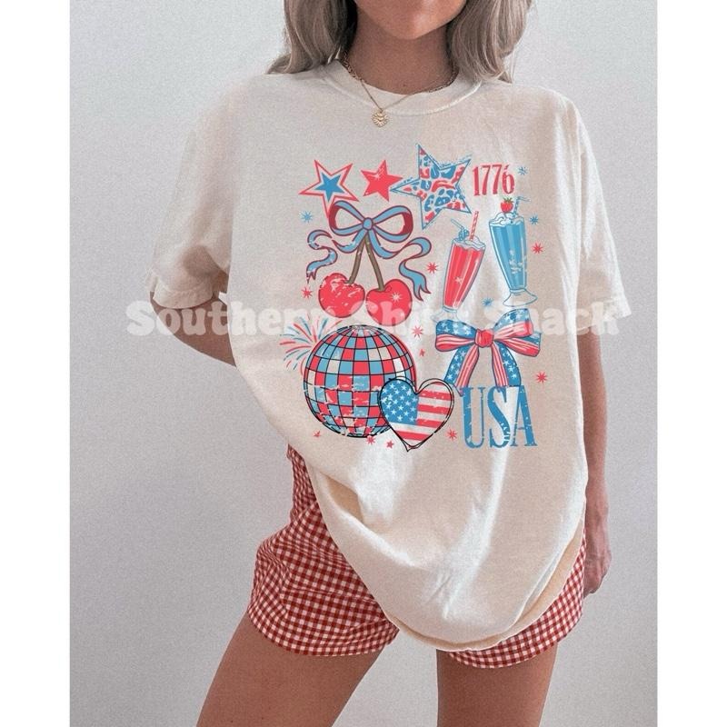 Preppy USA collage 1776 t shirt  | Ivory comfort colors t shirt | 4th of July T shirt Hoodie, Sweatshirt | UrbanDripWear.com