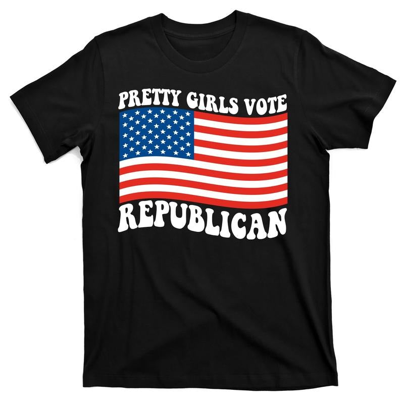 Pretty Girls Vote Republican USA United States of America Flag Unisex 100% High quality T-Shirt Hoodie, Sweatshirt