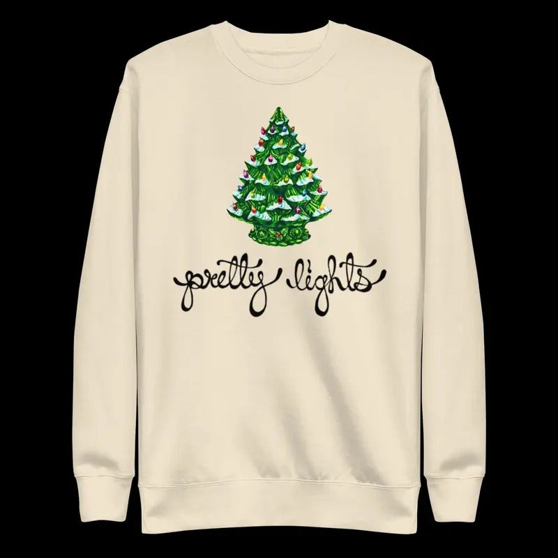 Pretty Lights Vintage Holiday Unisex Cotton Crewneck Sweatshirt T-Shirts, Hoodie | UrbanDripWear.com