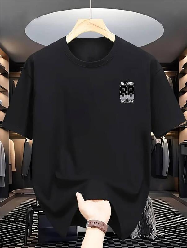 [Print Men's Casual Tee] 88 Print Men's Short Sleeve Casual T-shirt