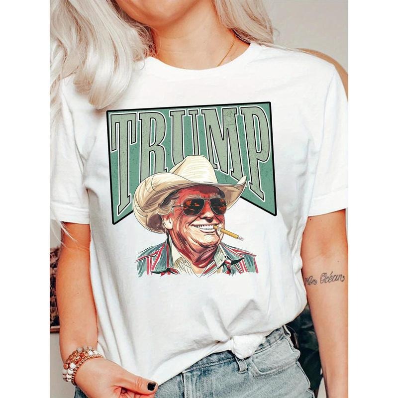 Pro America Cotton Printed T-Shirt for Women, Political Tee, Trump Support, Patriotic Top Hoodie, Sweatshirt