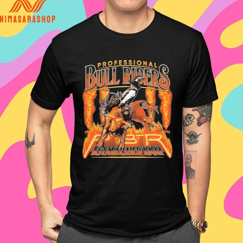 Professional Bull Riders Established 1992 Fire And Flames Shirts