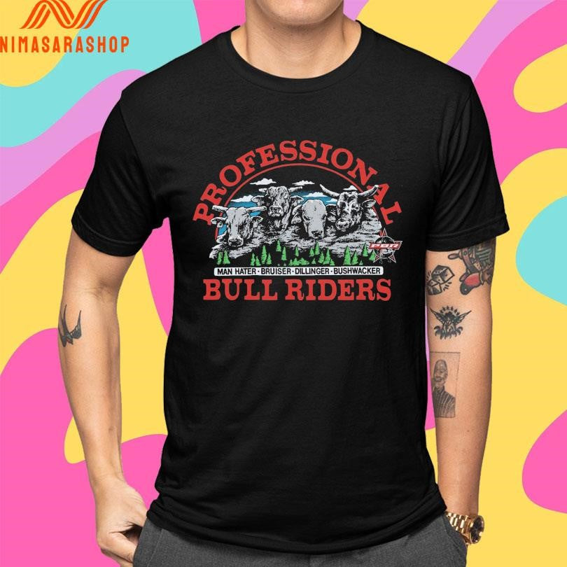 Professional Bull Riders Man Hater Bruiser Dillinger Bushwacker Shirts
