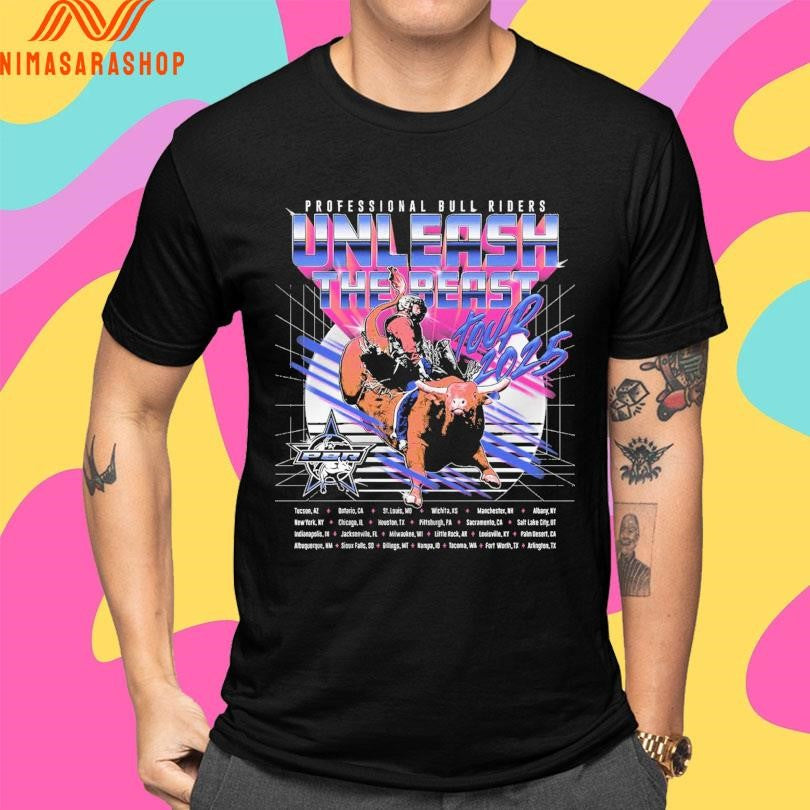 Professional Bull Riders Unleash The Beast 2025 Routing Shirts
