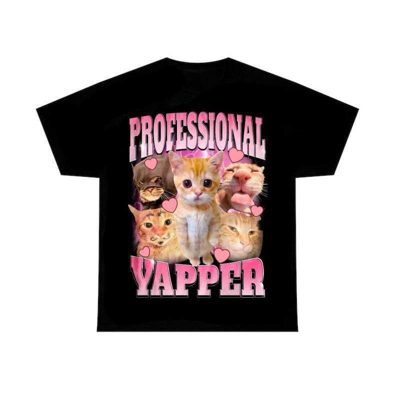 Professional Yapper Shirt, Funny cat tee, Cute graphic tees Hoodie, Sweatshirt | UrbanDripWear.com
