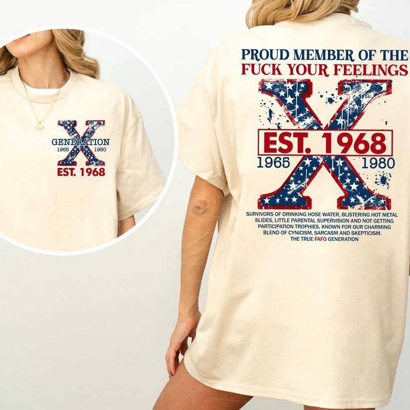 Proud Gen X Member Customized Year Shirt - Cream Cotton Top - All Sizes Available Hoodie, Sweatshirt | UrbanDripWear.com