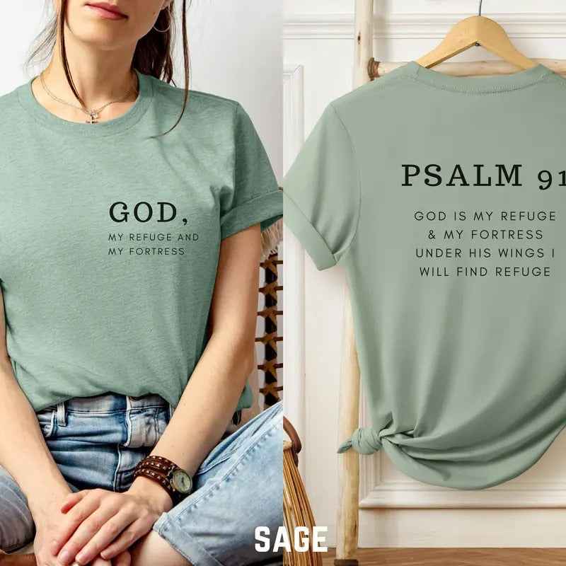 Psalm 91 Shirt Minimalist Christian Shirt Bible Verse Faith Based Apparel Gift Hoodie, Sweatshirt | UrbanDripWear.com