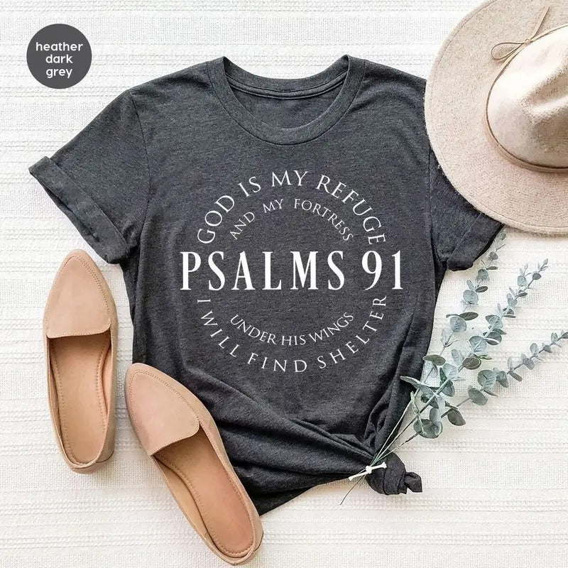 Psalms 91 T Shirts Bible Shirts Christian Shirts God Lover Shirt Faith Shirt Religious Tshirt Christ Jesus Shirt Prayer...