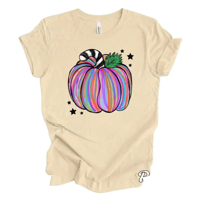 Pumpkin Shirt, Vintage Colorful Pumpkin Tshirt, Halloween Shirt, Gift For Halloween, Cute Fall Shirt Cotton Hoodie,...