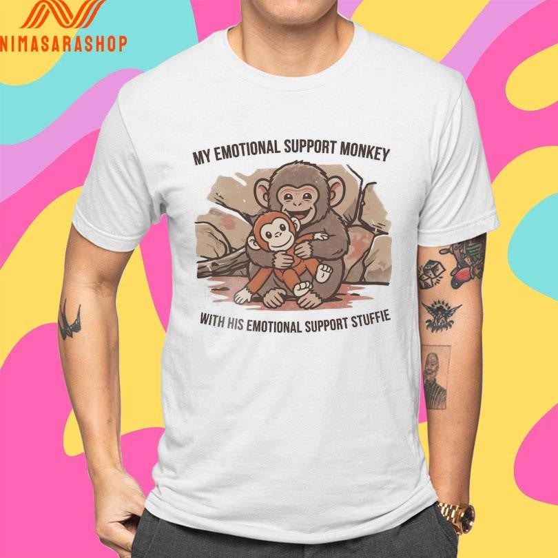 Punch Macaque Monkey My Emotional Support Monkey With His Emotional Support Stuffie 2026 Shirts