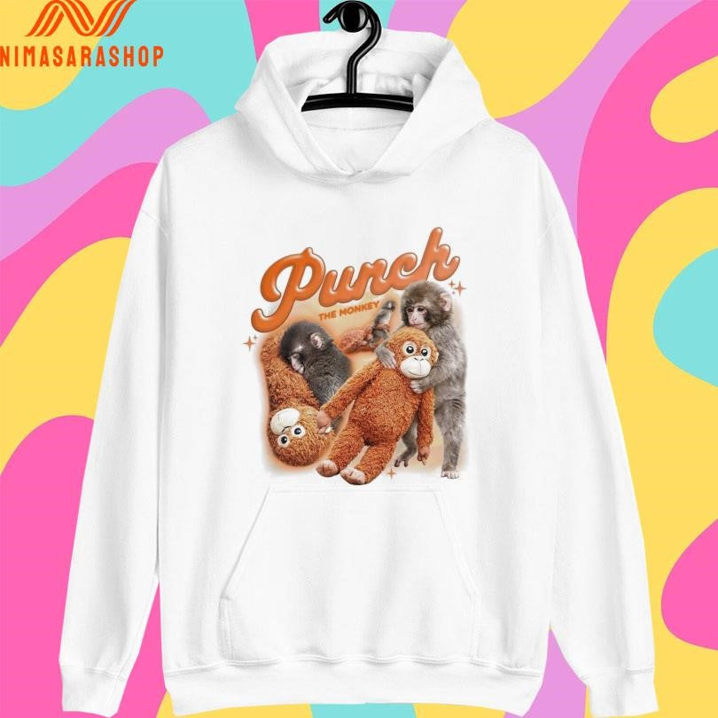 Punch The Monkey Baby Monkey Holding Plush Toy Retro Style Homage 2026 Shirts