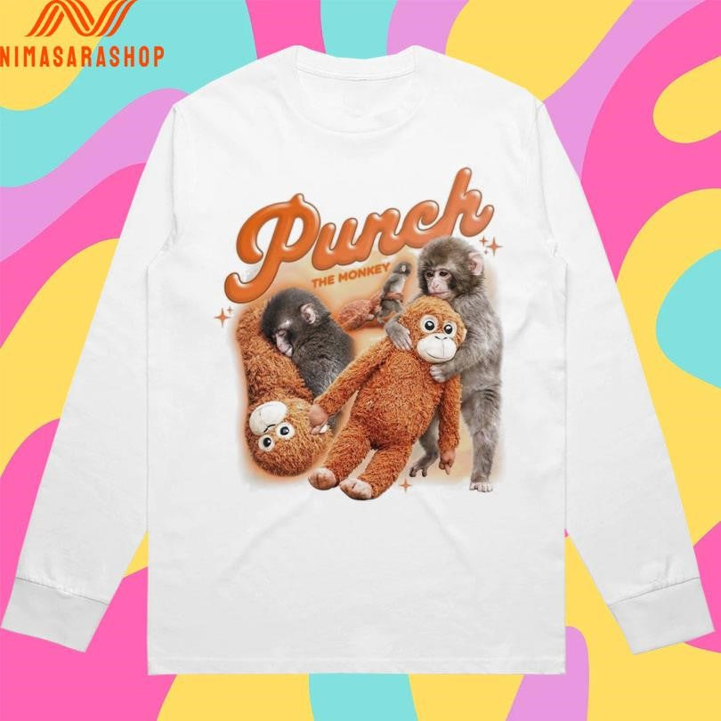Punch The Monkey Baby Monkey Holding Plush Toy Retro Style Homage 2026 Shirts