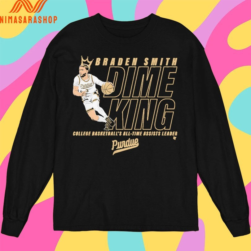 Purdue Boilermakers Men’s Basketball Braden Smith Dime King College Basketball’s All-Time Assists Leader Shirts