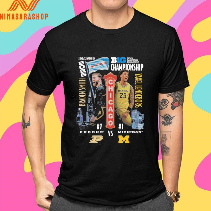 Purdue Boilermakers Vs Michigan Wolverines Braden Smith Vs Yaxel Lendeborg Sunday March 15 2026 Big Men’s Basketball Tournament Championship Shirts