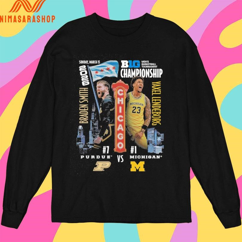 Purdue Boilermakers Vs Michigan Wolverines Braden Smith Vs Yaxel Lendeborg Sunday March 15 2026 Big Men’s Basketball Tournament Championship Shirts