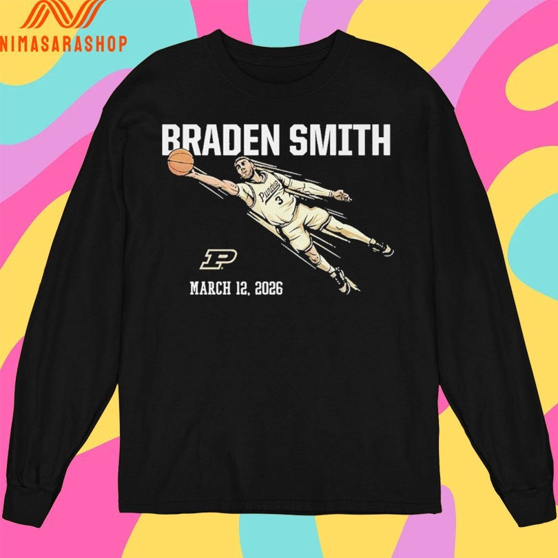 Purdue Men’s Basketball Braden Smith Diving Assist March 12 2026 Shirts
