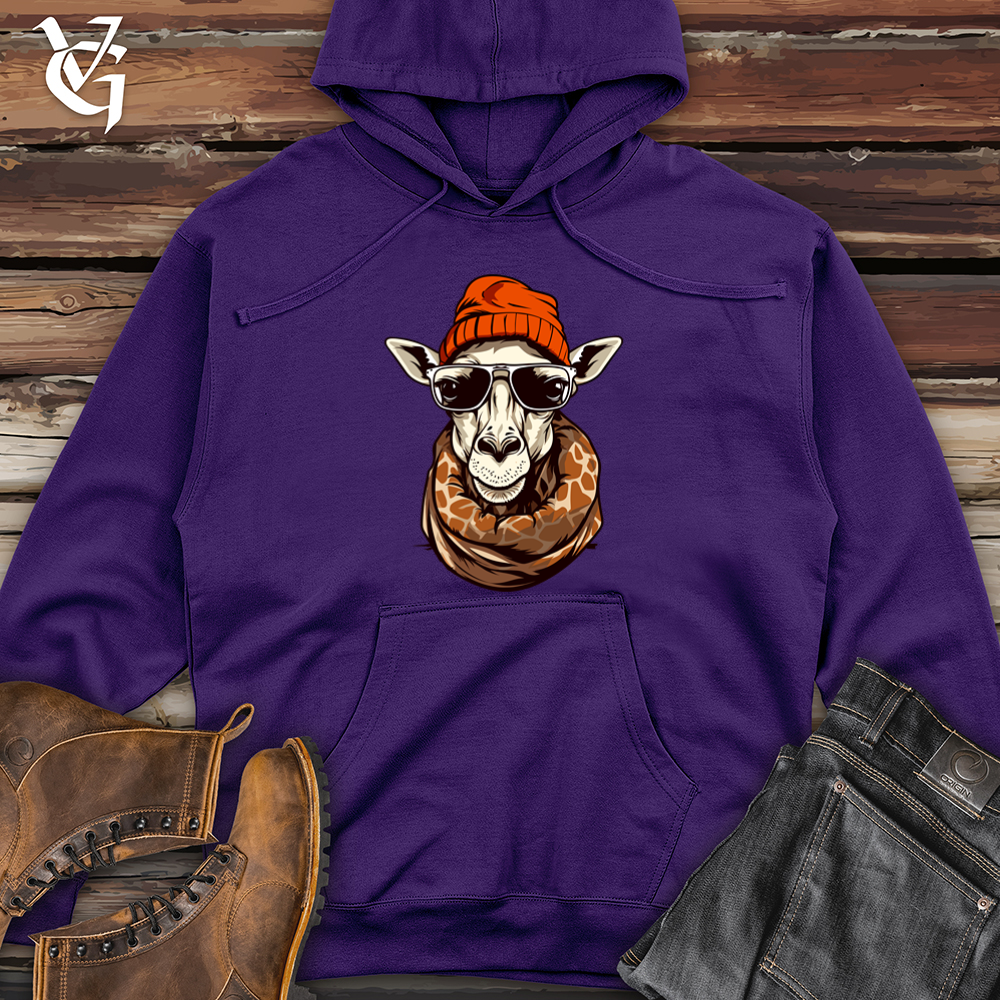 Vintage Giraffe Wearing Beanie Midweight Hooded Sweatshirt