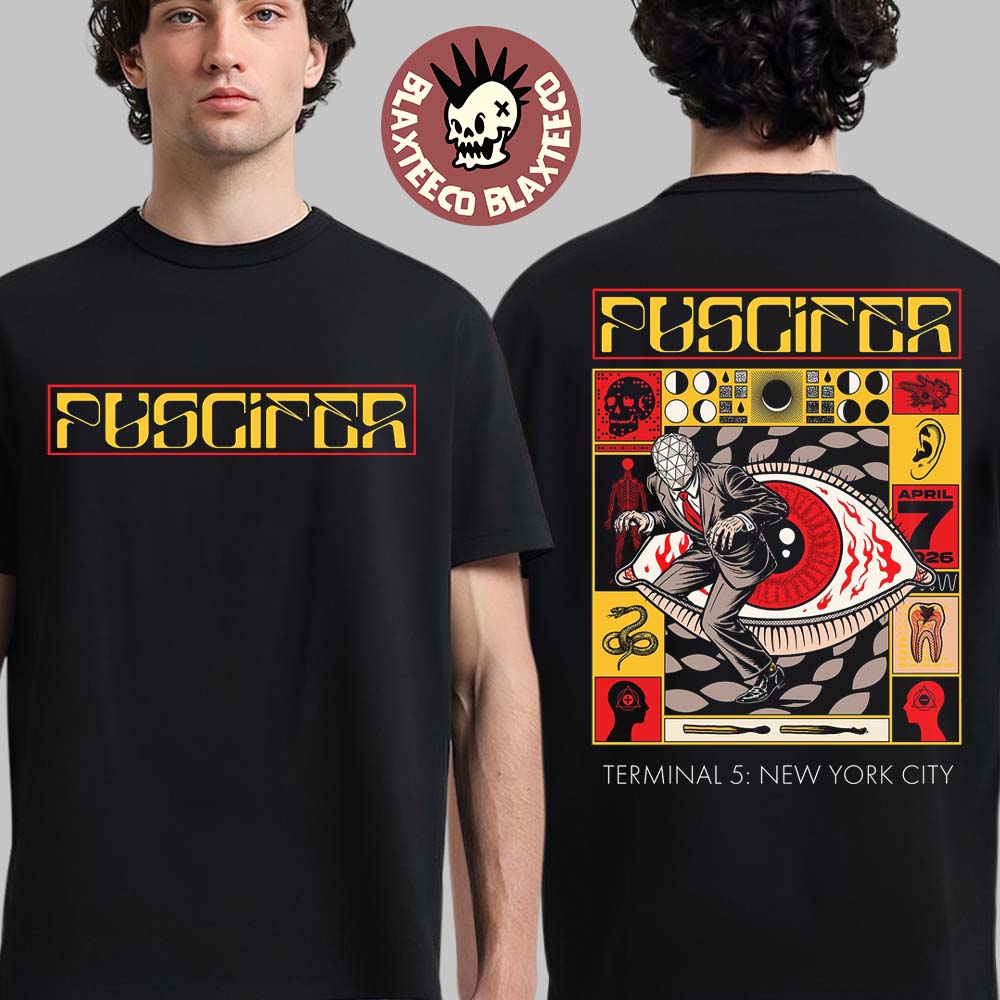Puscifer Terminal 5 New York City 2026 Event Poster On April 7 2026 Two Sided T-Shirt
