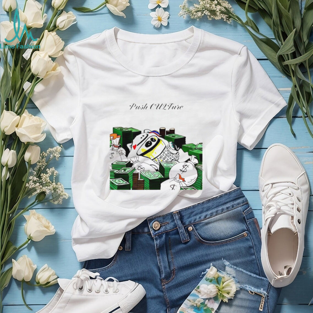 Push CU2Ture Money Bags Streetwear Cartoon Graphic T Shirt