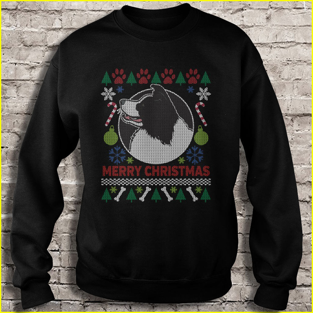 Border Collie dog breed ugly Christmas sweater