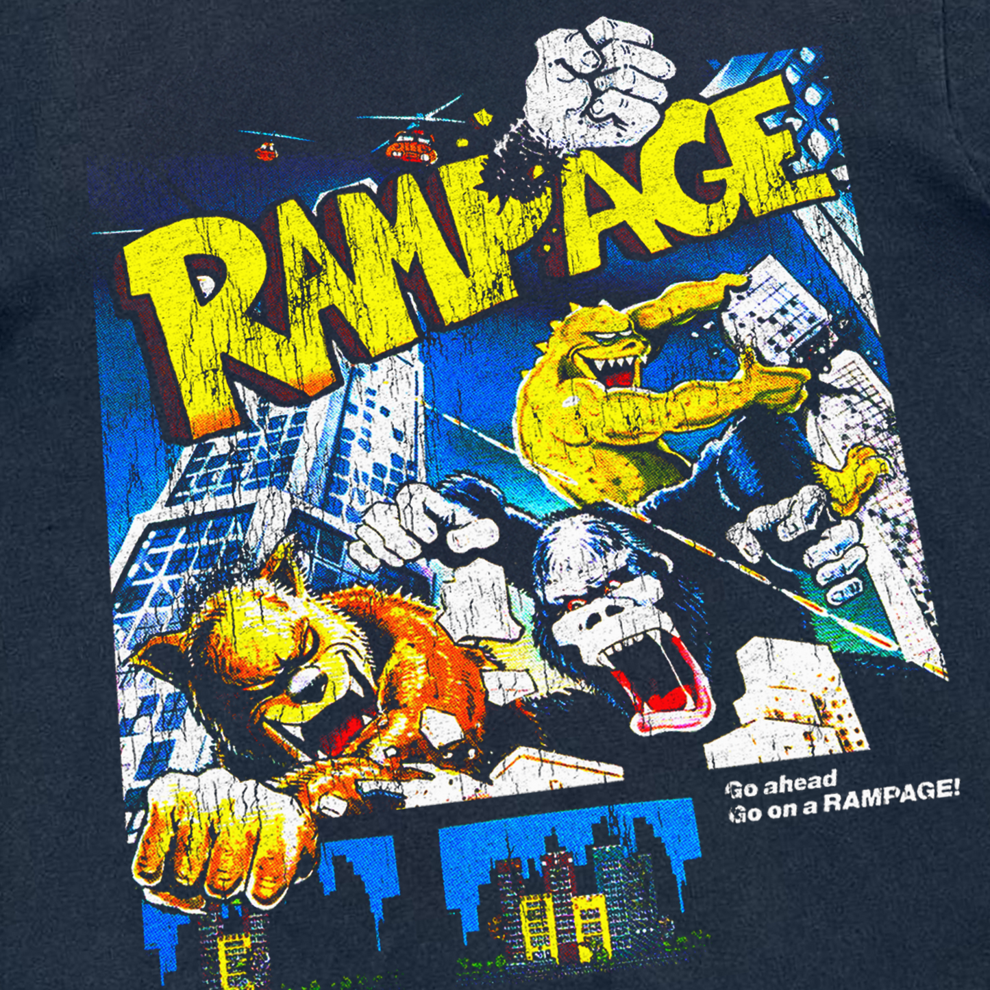 VINTAGE RAMPAGE VIDEO GAME BLACK T-SHIRT