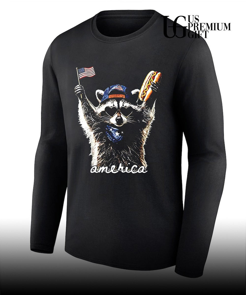 Raccoon Hot Dog America 4th Of July shirt