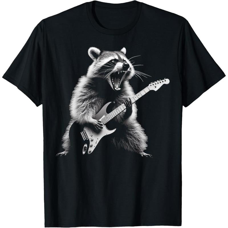 Raccoon Playing Guitar Rock and Roll Rock Star Men Women Kid T-Shirt made in us Hoodie, Sweatshirt | UrbanDripWear.com