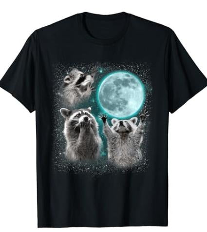 Raccoon Shirt 3 Racoons Howling At Moon Funny Weird Cursed T-Shirt , for unisex , gift for him and her Hoodie, Sweatshirt